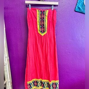 Vintage handmade strapless embroidered dress